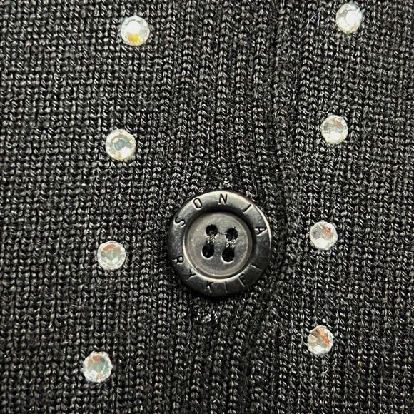 NWOT SONIA RYKIEL Paris Wool Black Rhinestone Trim Button Down Knit Cardigan - Picture 10 of 14